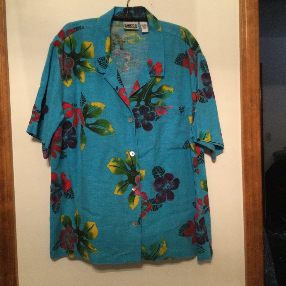 Vintage Chicos Design Hawaiian Shirt, sz XL